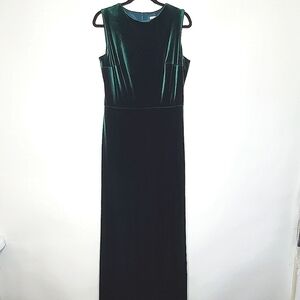 Revelry Cleo Velvet Maxi Dress Size 16 Green Cut Out Stretch Sleeveless Luxe